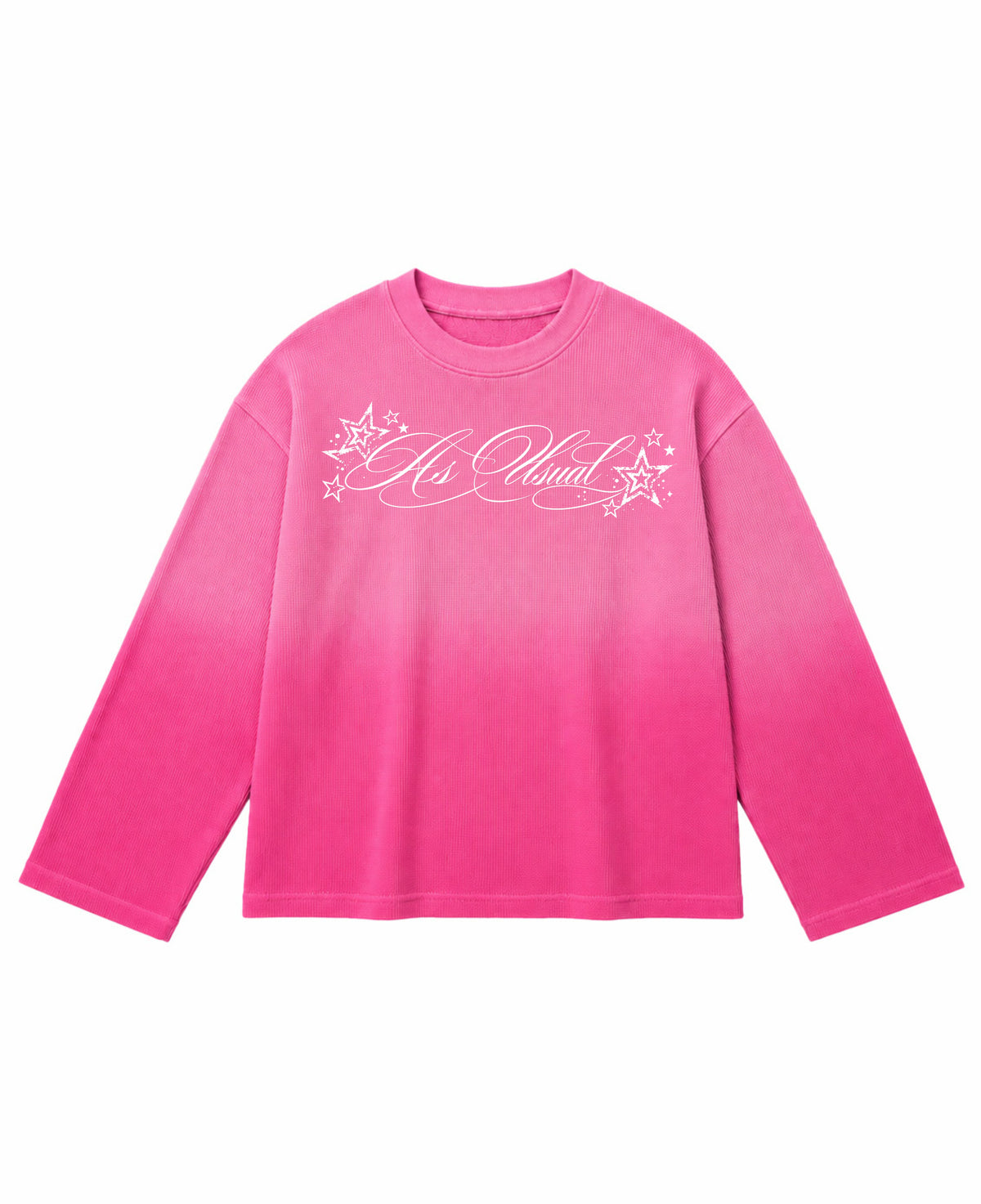Pink Ombré Waffle Knit Oversized Full-Sleeve Front Design