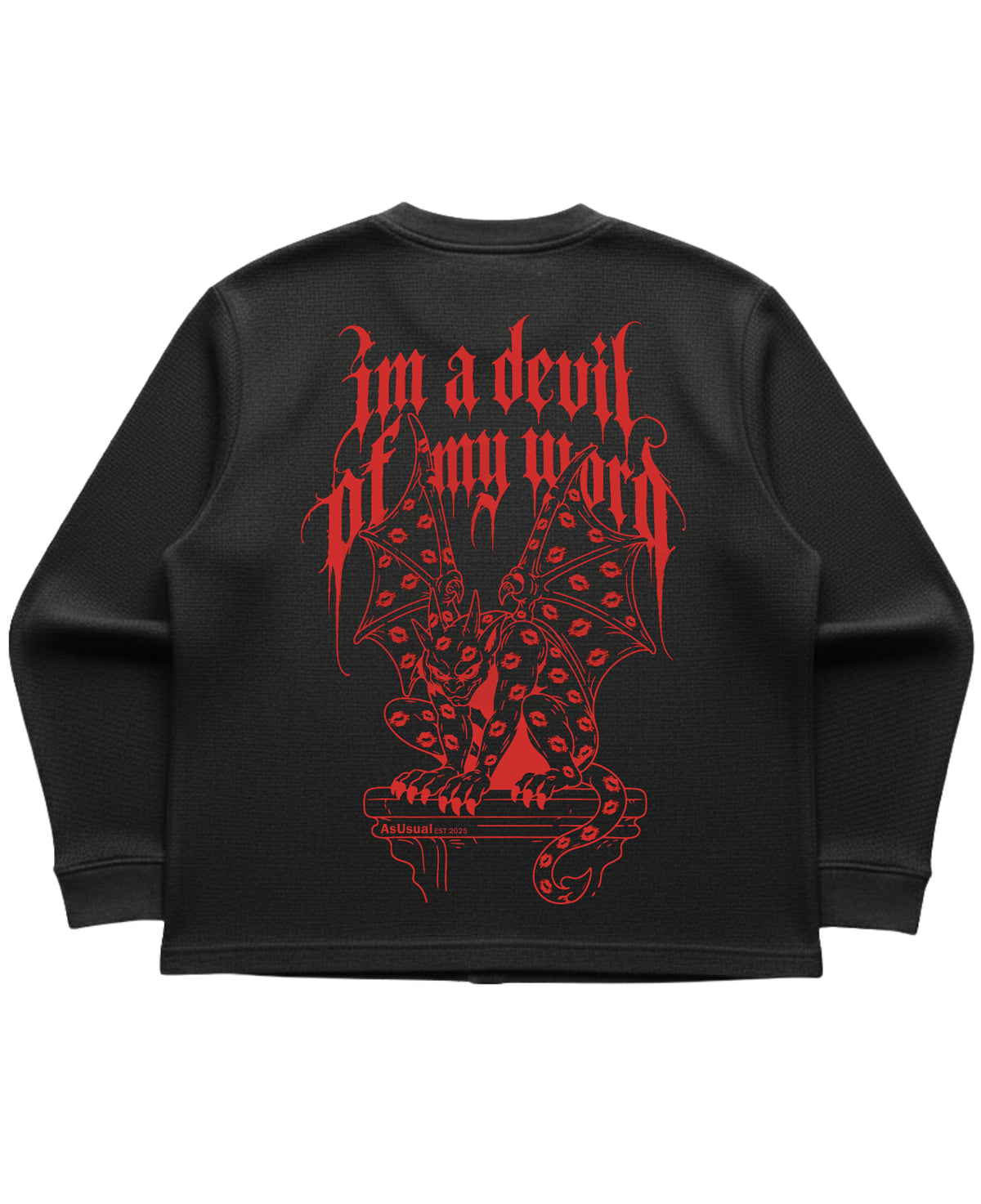 Black waffle knit oversized full-sleeve Back Design