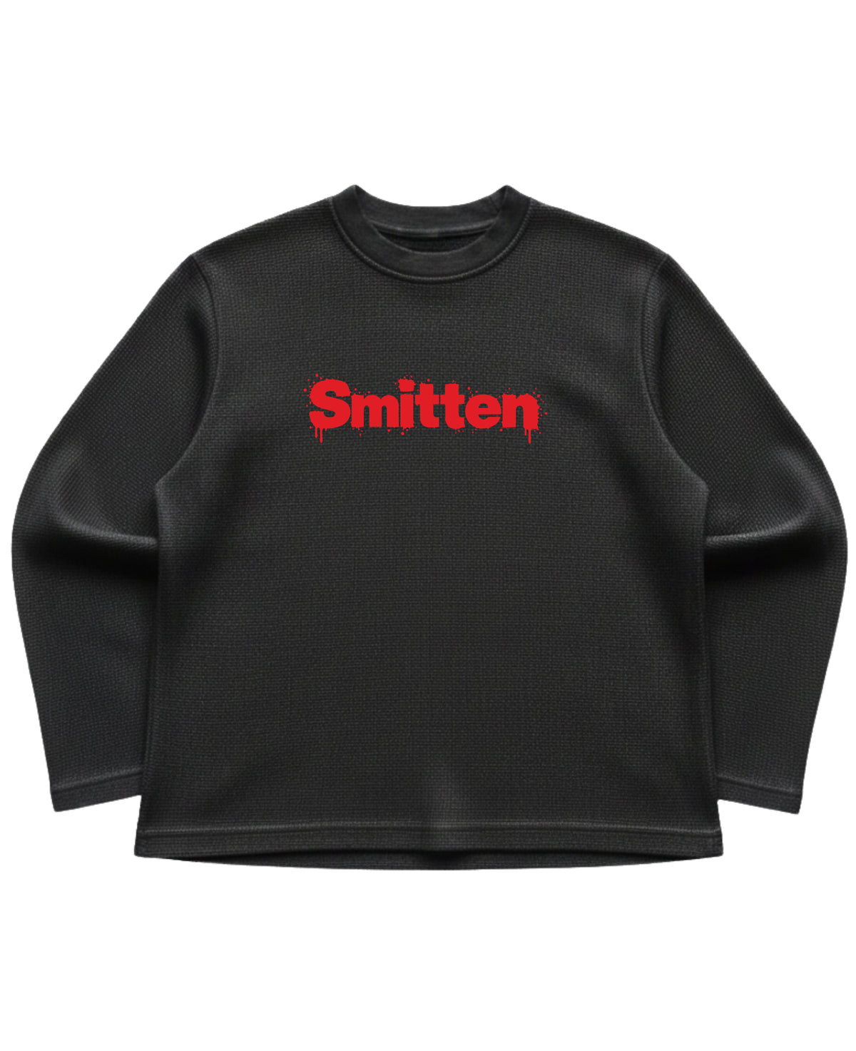 Black waffle knit oversized full-sleeve Front Design